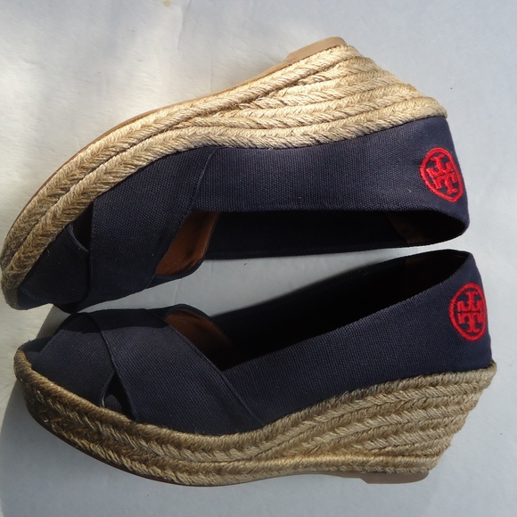 Tory Burch Navy and Red Espadrilles - Picture 1 of 8